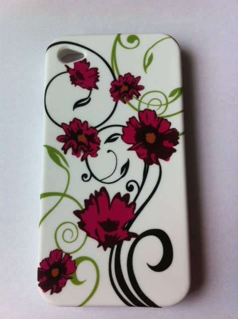 Apple Iphone 4 rubberen case paarse bloem II